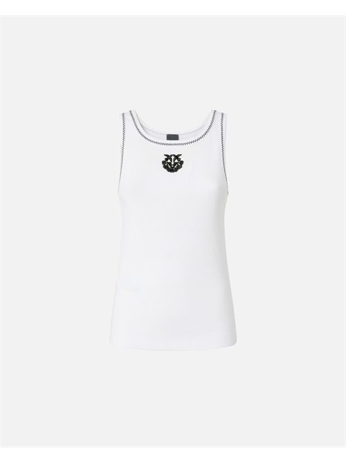 Canotta a costine con ricamo Love Birds PINKO | 106816A3AL/ZZ1